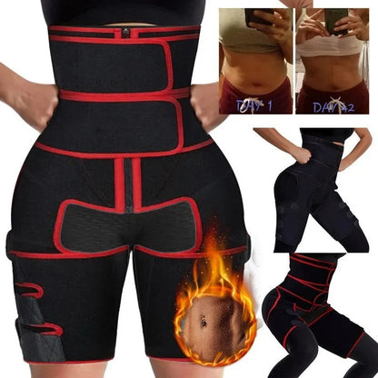 Waist Trainer for Women, 3-in-1 Thigh Trimmer Belt with Butt Lifter Slimming Body Shaper Sweat Band